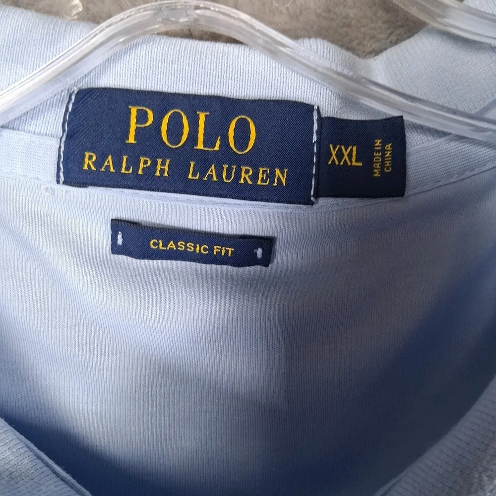 Polo Ralph Lauren Classic Fit Polo Shirt Men Size 2XL Blue Flesh Pony Stretch